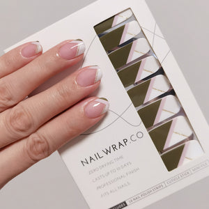 Buy Luella Olive French Tips Premium Designer Nail Polish Wraps & Semicured Gel Nail Stickers at the lowest price in Singapore from NAILWRAP.CO. Worldwide Shipping. Achieve instant designer nail art manicure in under 10 minutes - perfect for bridal, wedding and special occasion.