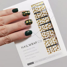 Load image into Gallery viewer, Buy Gold Clover Overlay ☘️ Premium Designer Nail Polish Wraps &amp; Semicured Gel Nail Stickers at the lowest price in Singapore from NAILWRAP.CO. Worldwide Shipping. Achieve instant designer nail art manicure in under 10 minutes - perfect for bridal, wedding and special occasion.