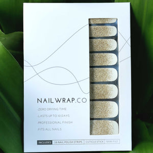 Buy Frost Gold Glitter Premium Designer Nail Polish Wraps & Semicured Gel Nail Stickers at the lowest price in Singapore from NAILWRAP.CO. Worldwide Shipping. Achieve instant designer nail art manicure in under 10 minutes - perfect for bridal, wedding and special occasion.