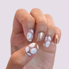 Load image into Gallery viewer, Buy Daisy Overlay 🌼 Premium Designer Nail Polish Wraps &amp; Semicured Gel Nail Stickers at the lowest price in Singapore from NAILWRAP.CO. Worldwide Shipping. Achieve instant designer nail art manicure in under 10 minutes - perfect for bridal, wedding and special occasion.